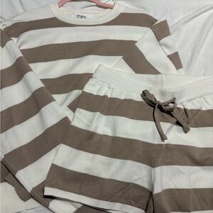 Cream & Brown Stripe Set